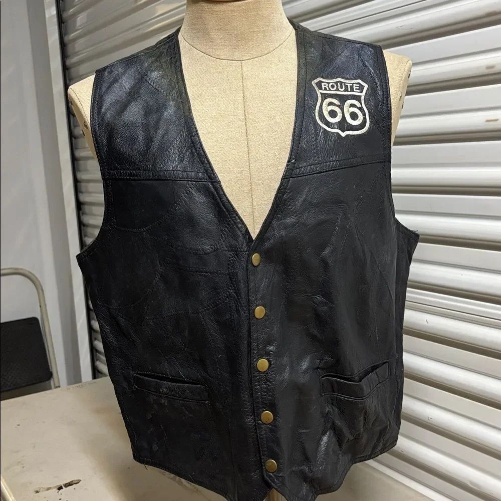 2016 Hogs & Horses Ride For The Troops 10th Anniversary Route 66 Leather Vest L